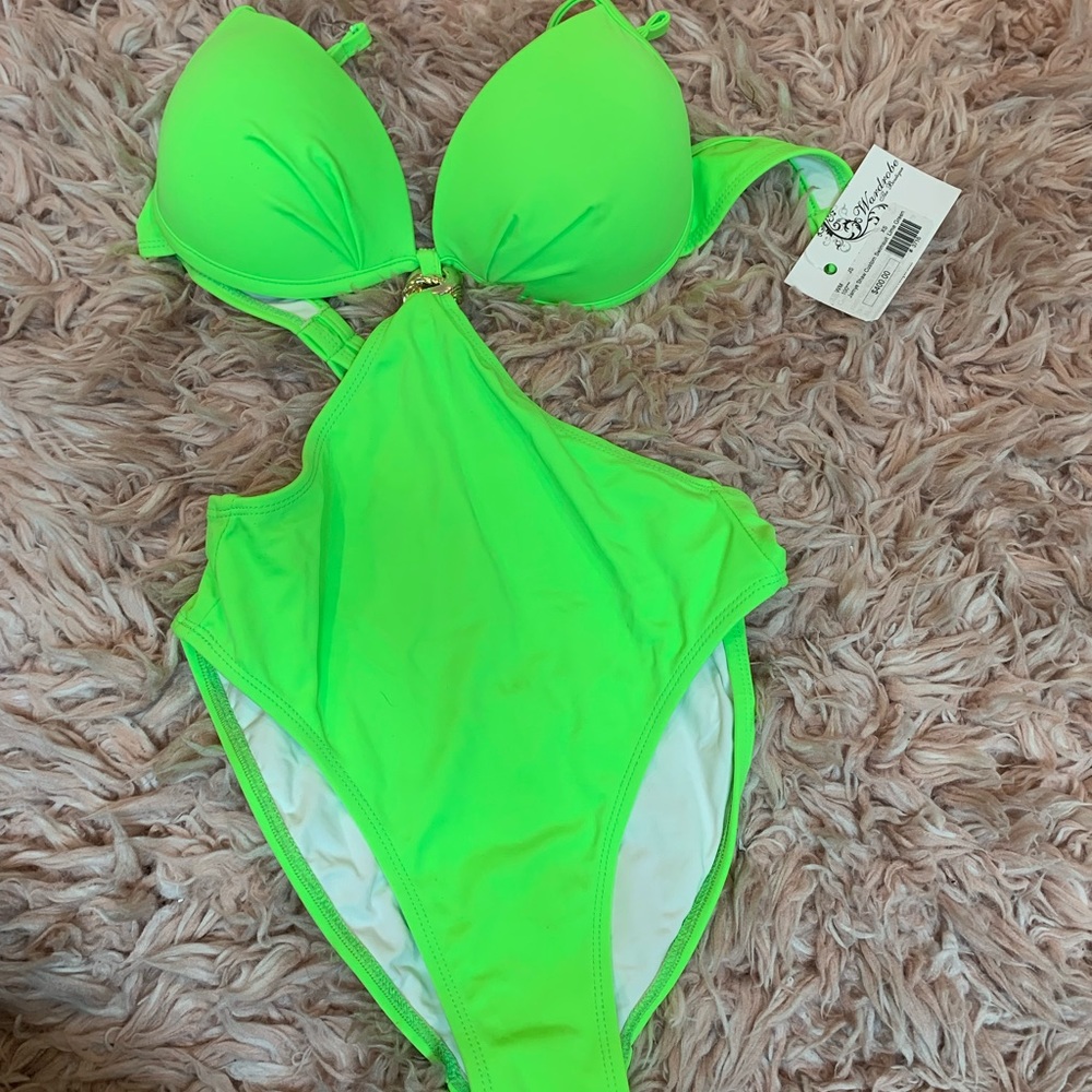 JAMYE SHAW LIME GREEN ONE PIECE SWIMSUIT